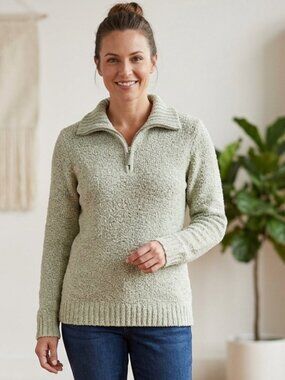 *3 FOR $9* Carolyn Taylor Long Sleeve 1/4 Zip Pullover Marled Solid Sweater Top